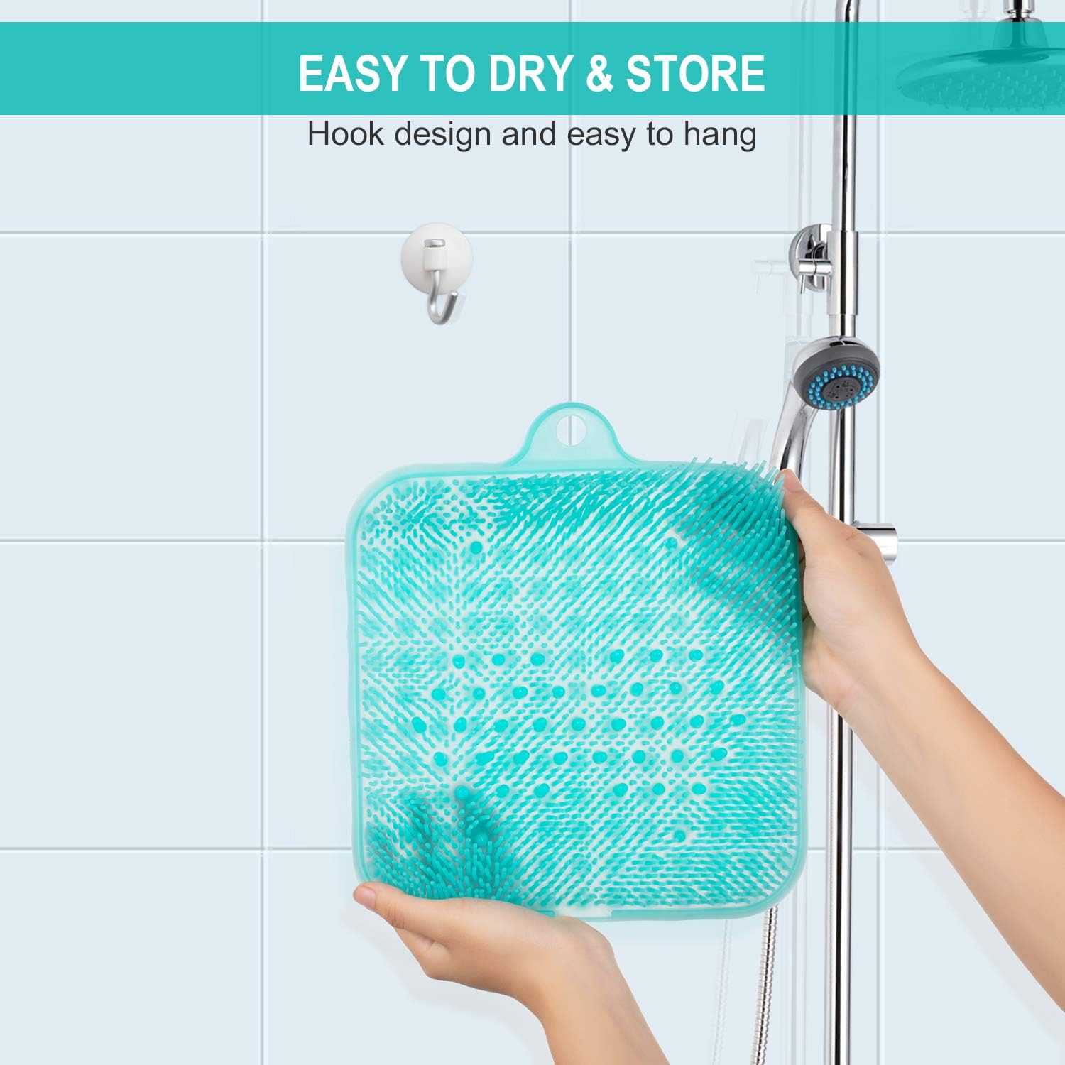 BESKAR Shower Foot Scrubber Mat with Non-Slip Suction Cups- Cleans, Smooths, Exfoliates & Massages your Feet Without Bending, Improve Foot Circulation & Soothes Tired Feet, Great for Shower or Bathtub: Health & Personal Care
