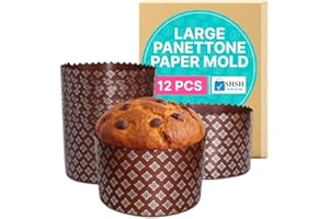 12 oz Easter Bread Forms Paska Mold Kulich |12 pcs| - Panettone Paper Baking Molds Universal | Brown Design W 4.3 x H 3.3-In
