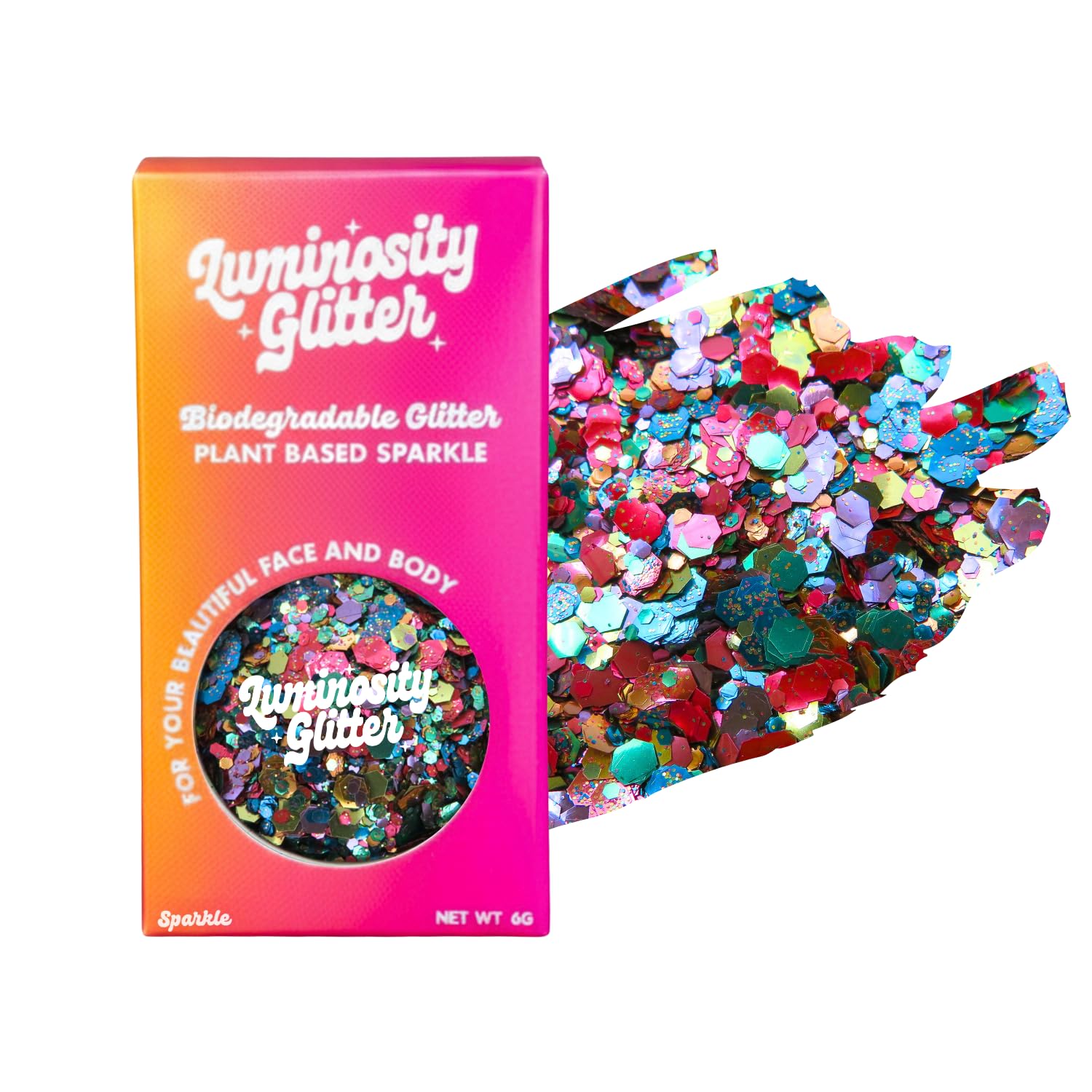 Rainbow Smash Biodegradable Glitter – Eco Friendly Festival Face & Body Glitter | Vegan, Plant-Based, Pride Makeup | 6g Pot of Cosmetic Chunky Eco Glitter