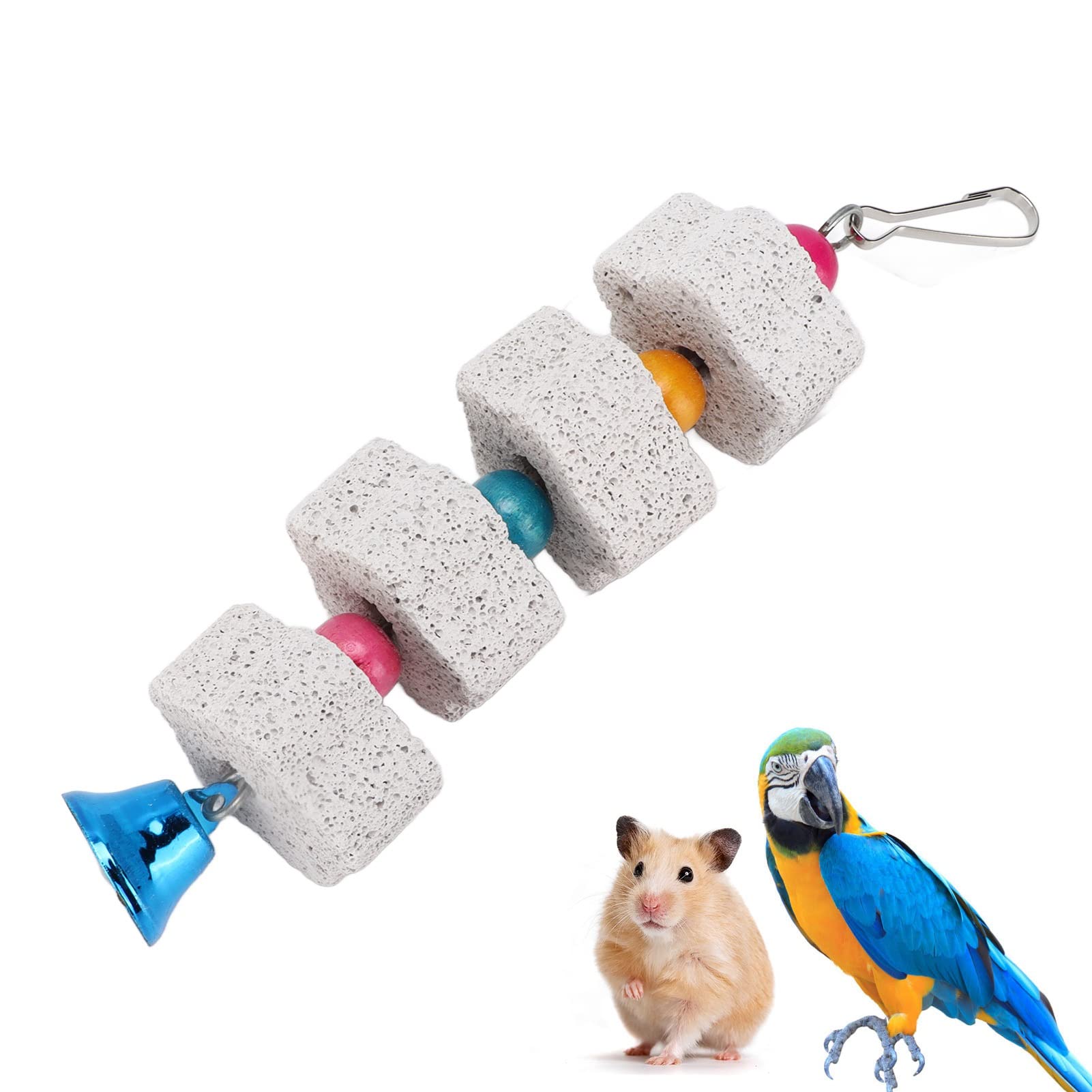 Tnfeeon Bird Beak Grinding Mineral Stone Parrot Toy Colorful Block for Budgie Cockatiel Parakeet Training Cages Bite Chew