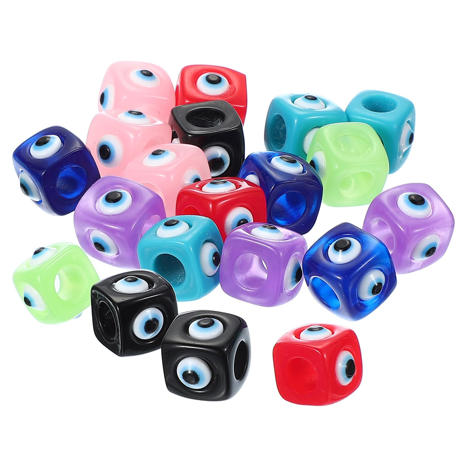 PATIKIL 12mm Evil Eye Beads, 20 Pcs Resin Turkish Evil Eye Charm Large Hole Beads Pendant Connector for DIY Art Craft Bracelet Necklace Earrings Making, Multicolor