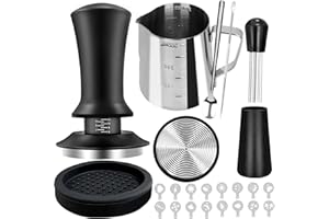 HAHAGO 22 PCS Coffee Tamper Set, Espresso Accessories Barista Kit, with 51mm Espresso Tamper, WDT Tool, Frothing Pitcher(350 ml), Latte Art Pen, Coffee Stirrer, Tamper Mat, 16 Coffee Stencils