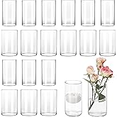 CEWOR 20pcs Flower Vases for Centerpieces, 6 Inch Glass Cylinder Vase Clear Vases Candle Holder for Floating Candles Home Tab