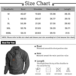 Mens Quarter Zip Pullover Vintage Fashion Long
