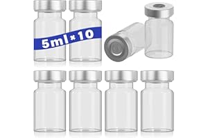 OTWOOI 5ml Glass Vials for Injection, with Self Healing Injection Port, Transparent Sealed, Empty Vials for Injection (10, 5ml)