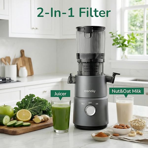 CANOLY COLD PRESS JUICER, 4.5″ WIDE FEED CHUTE JUICER MACHINE
