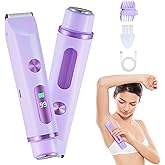 Nawedaa 2025 Bikini Trimmer for Women, Cordless& Painless& Waterproof Dual Head Shaver for Women Private Area& Face& Body, 2-in-1 Electric Razors, Bikini Shaver, Hair Trimmer with LCD
