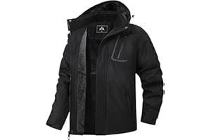 MAOYSSEN Men's Mountain Winter Coat Warm Fleece Ski Snow Jacket Waterproof Raincoat with Hood