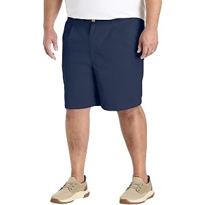 Waist-Relaxer Pleated Cotton Shorts Navy - Waists 38-64, Sizes XL-6XLT | Designed Exclusively for Big & Tall Men