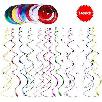 Natuce 14pcs Multicolor Hanging Swirl Party Decorations Spiral