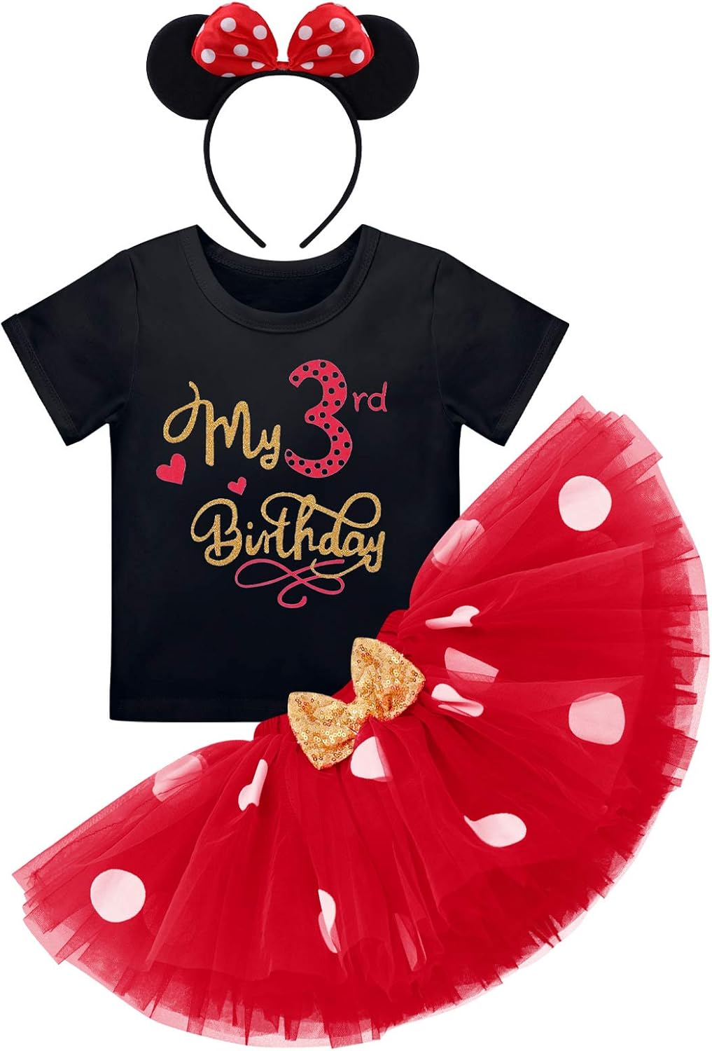 thumbnail image 2 of Baby Girl Mouse Birthday Dress - Polka Dot Tutu Outfit For 1st 2nd 3rd Birthday Photos 2 of 3
