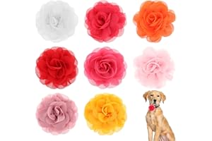 InnoHHustle 8 Pcs Dog Collar Accessories - Multicolor Dog Flower Bow Collar with Charms for Parties & Grooming