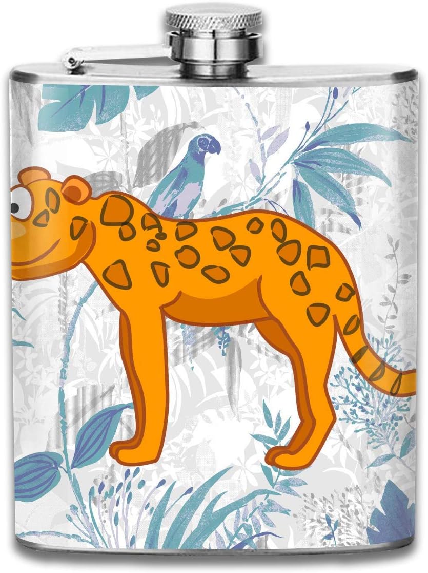 FGRYGF Leopard Cougar Fashion Portable Stainless Steel Hip Flask Whiskey Bottle for Men and Women 7 Oz
