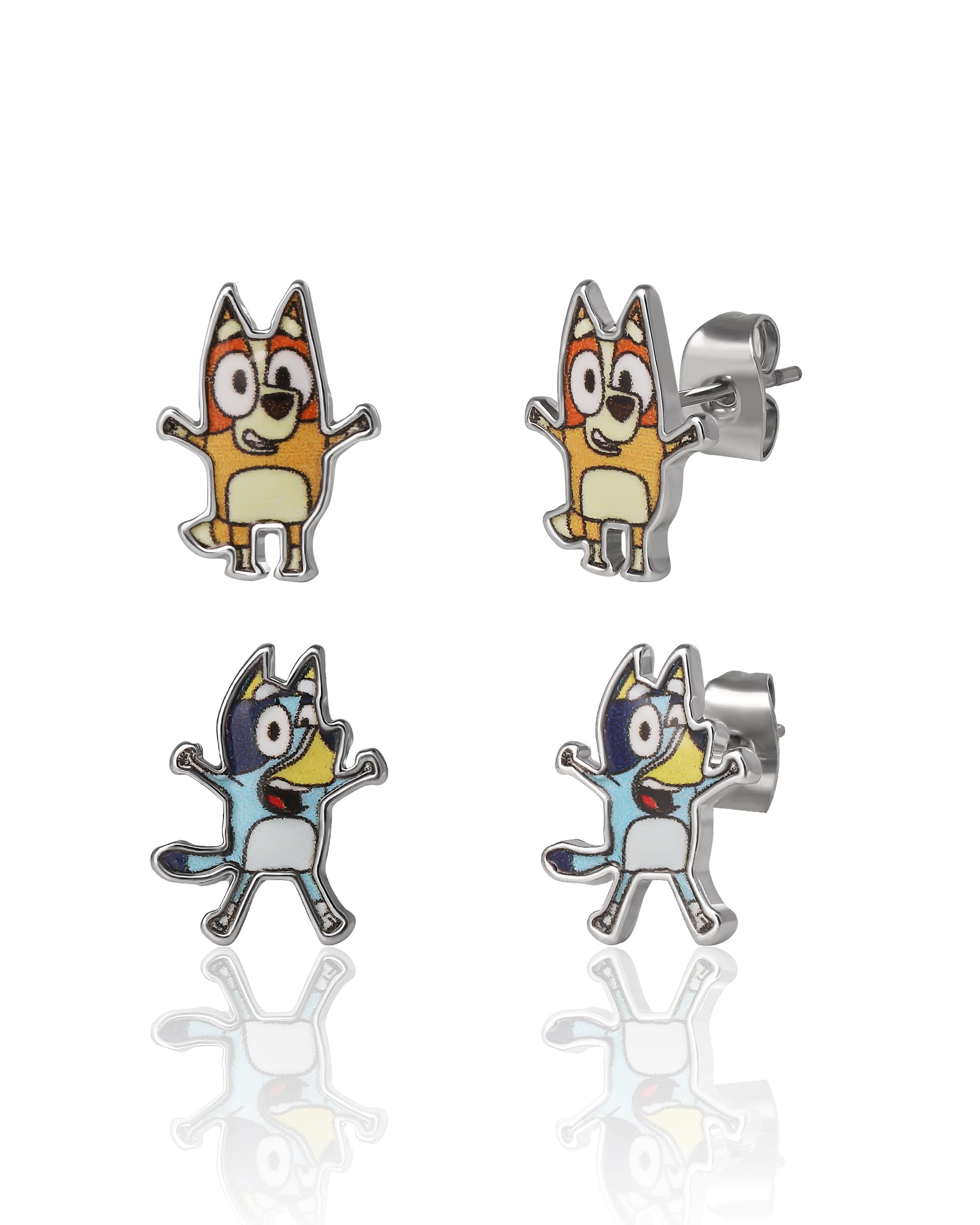 Bingo and Bluey Earrings for Girls Official License, Stud Earrings 2 Pairs, Bluey Jewelry, Valentines Gifts for Girls