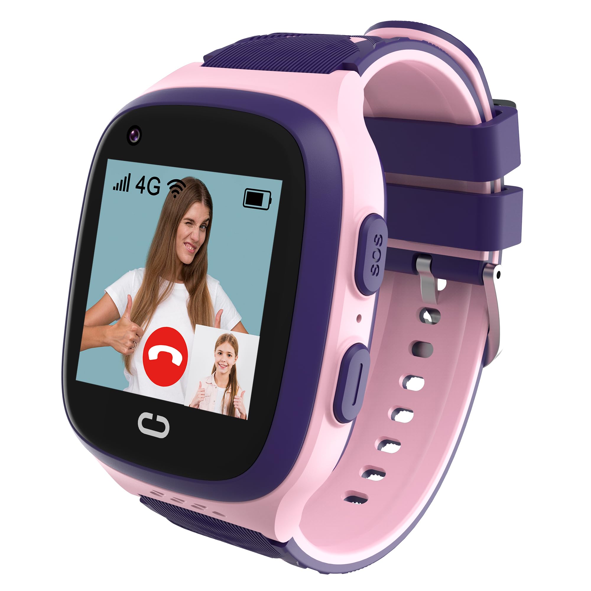 Photo 1 of 4G Kids Smart Watches Girls with GPS Tracker & Video Calling Kids Cell Phone Watch for Girls Age 5-12, One-Key SOS Call Voice Chat Camera Alarm Clock Touch Screen Smart Watch Gifts for Kids (Pink)