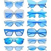 Pibupibu 12 Pack Mixed Style Party Sunglasses for Women Men Bulk Retro Funky Y2K Glasses Set