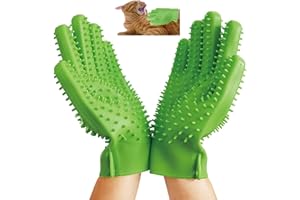 YOFANG Pet Grooming Gloves Cat Brushes for Bite Proof and Gentle Shedding,Waterproof Dog Washing Gloves for Long and Short Hair Dogs & Cats & Horses,1 Pair (Green)