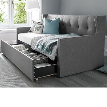 Guest Bed With Trundle Happy Beds Hunter Grey Fabric Modern Day