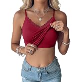 SHEWIN Women Lace Cami Camisole Tops Adjustable Spaghetti Strap Tank with Built in Bras Fitted 2026