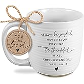 Lighthouse Christian Products Be Joyful Hold Onto Hope Rib Textured White 20 Ounce Ceramic Mug