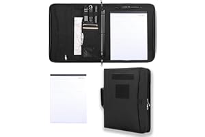 GEEDUD Porte-documents tactique avec fermeture éclair et 25 feuilles de papier format lettre, couverture de bloc-notes, carne