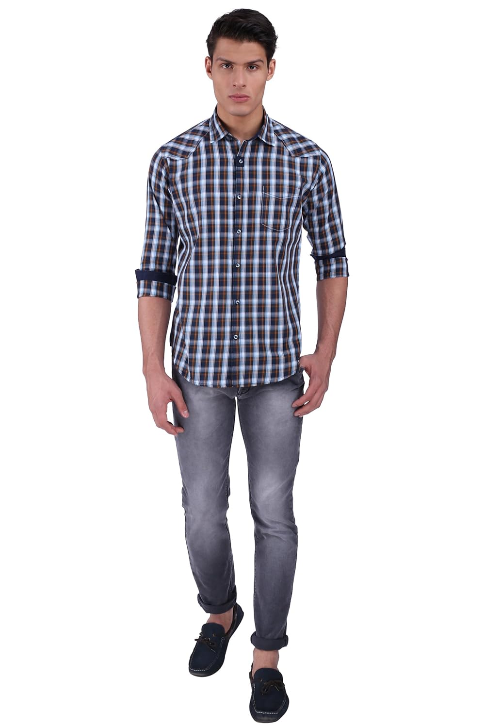 freestone mens checkered casual shirt