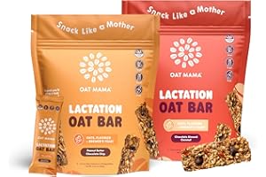 Oat Mama Lactation Bars Variety Pack | Peanut Butter Chocolate Chip & Chocolate Almond Coconut | Essential Breastfeeding Snacks with Oats, Flaxseed & Brewer’s Yeast | Milkflow Lactation Support