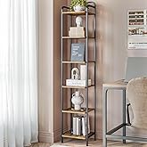 Hzuaneri Bookcase Bookshelf, Narrow Book Shelf, Industrial Corner Shelf Storage Organizer, Slim Shelving Unit for Home Office, Living Room, Bedroom, Kitchen, 6-Tier Rustic Brown and Black BC24601B