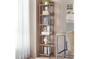 Hzuaneri Bookcase Bookshelf, Narrow Book Shelf, Industrial Corner Shelf Storage Organizer, Slim Shelving Unit for Home Office