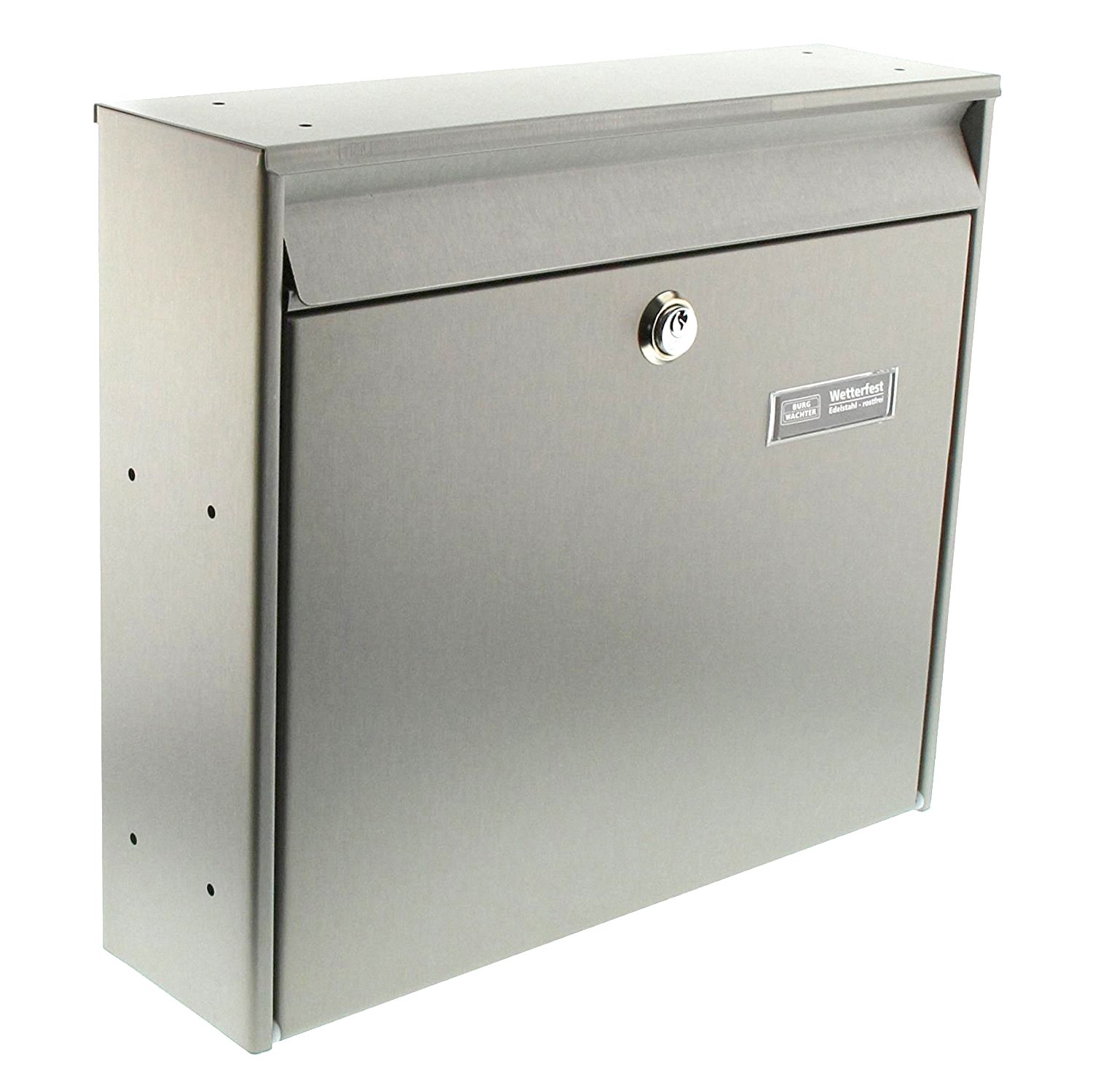 Burg-Wächter Borkum 3877 Ni – Stainless Steel Post Box Letter Box Mail Box Flap Stopper with Holes A4 Slot in, Stainless Steel