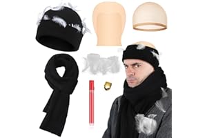 Mepase 6 Pcs Christmas Funny Movie Costume Include Beanie Hat Scarf Skin Headgear Gold Fake Teeth with White Feathers Bulk for Christmas Holiday Halloween Cosplay Party