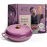 Chef Joe Sasto Enameled Cast Iron Braiser with Lid, for Slow Cooking, Roasting & Searing, Oven Safe, Induction Compatible, Easy-Clean Finish