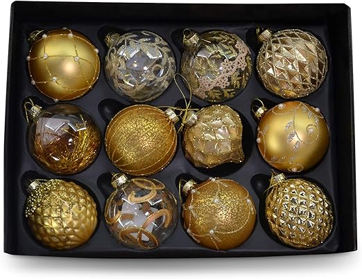 Mc Trend Lot De 12 Boules De Noël élégantes En Verre