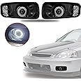 Kspeed Driving Fog Lights Compatible with 1999-2000 Honda Civic,Driver and Passenger Side Clear Lens LED Halo Projector Fog Lights Lamps DRL
