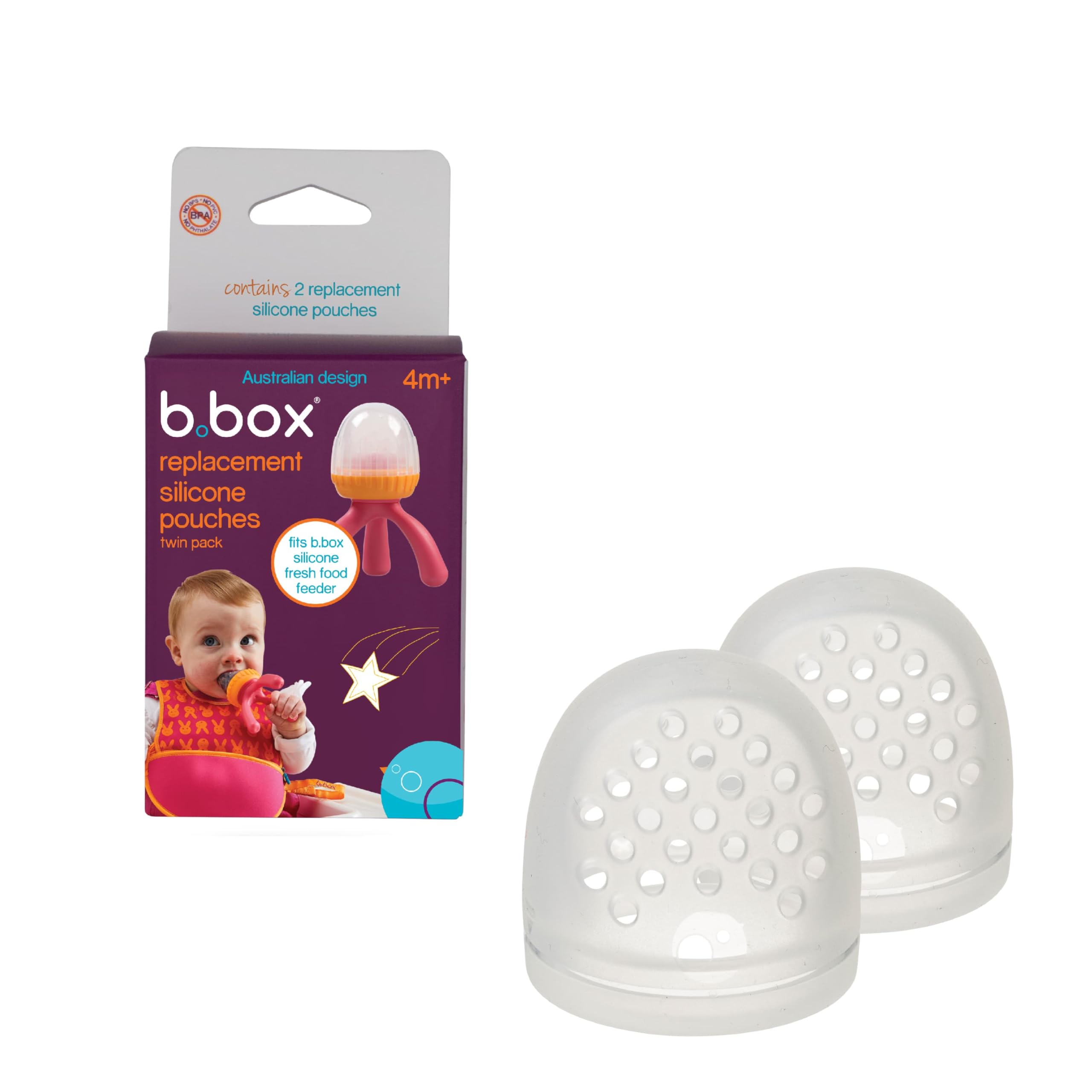 b.box Silicone Fresh Food Feeder Replacement Pouch (2-Pack) | Fits b.box Silicone Fresh Food Feeder