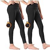 Stelle Girl's Fleece Lined Leggings Youth High Waist Warm Winter Athletic Yoga Pants with Hidden Pocket