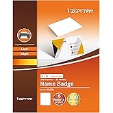 Customizable Name Badges Insert,3x4 Inch Horizontal,White Printable Name Tag Insert Refills for Name Tag Holder,Laser/Inkjet Printable,300 Total Badges Insert(No Clip)