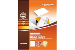 VZCPYTPM Customizable Name Badges Insert,3x4 Inch Horizontal,White Printable Name Tag Insert Refills for Name Tag Holder,Laser/Inkjet Printable,300 Total Badges Insert(No Clip)