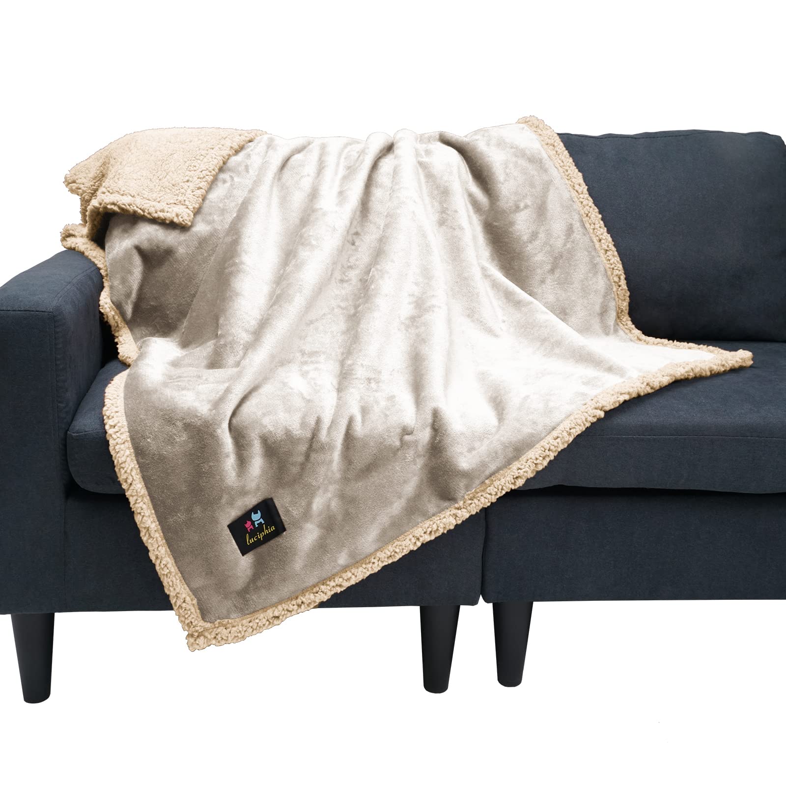 luciphia Waterproof Blanket for Dogs, Cats, Animals, Soft Double Layer Grey White M (100*145cm)