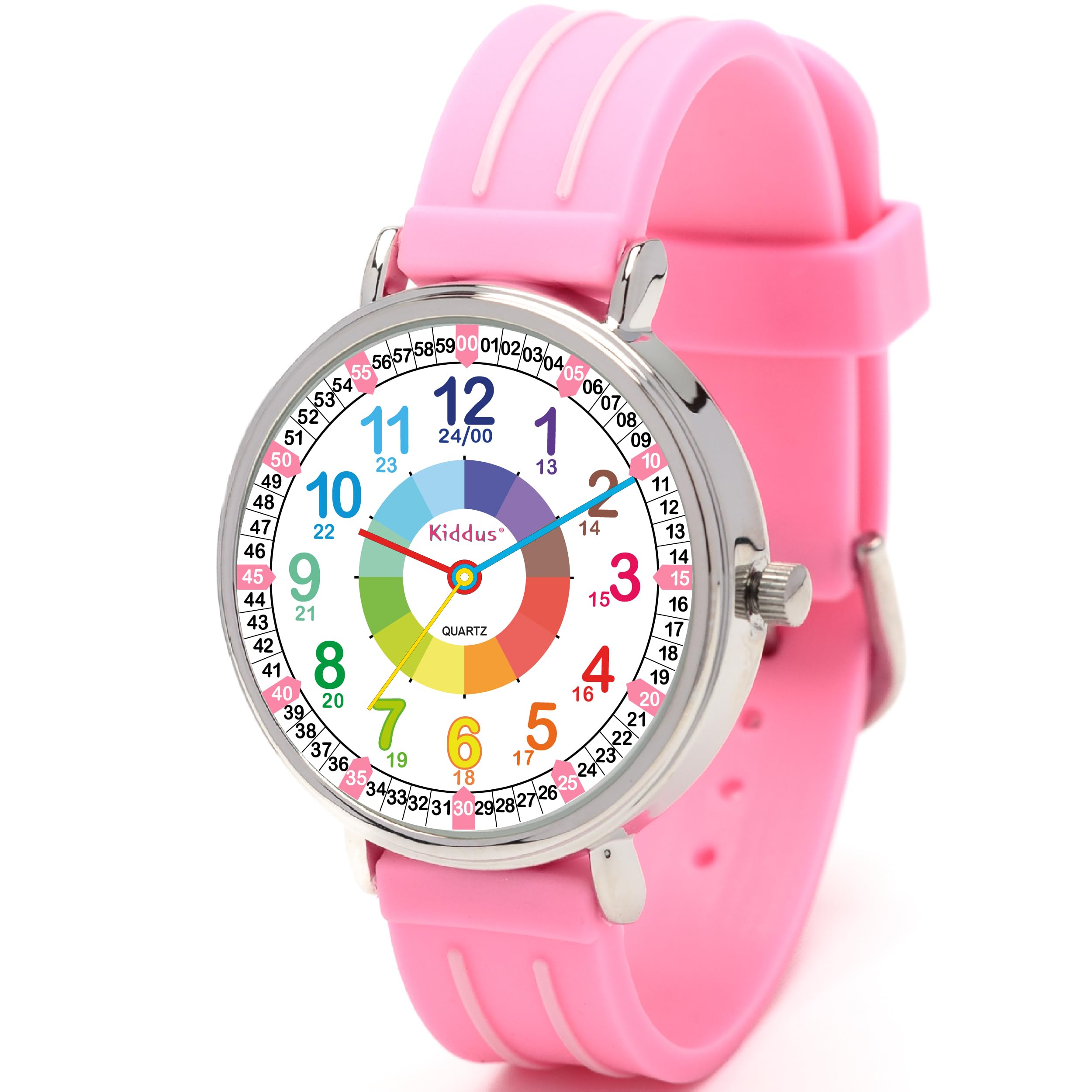 Kiddus Educational Watches for Girls. Children Watch to Learn Time. Analogue First Watch for Kids from 5 Years Old. Time Teacher Exercices Included