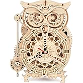 ROKR 3D Wooden Puzzles for Adults Owl Clock - Mechanical Model Building Kit DIY Hobbies for Men Women 161PCS Clock Puzzle Cre