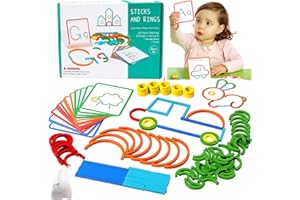 Montessori Smart Sticks, Montessori Generation Smart Sticks for Toddlers, 142PCS Wooden Stick and Ring Puzzle Game, Boost Ima