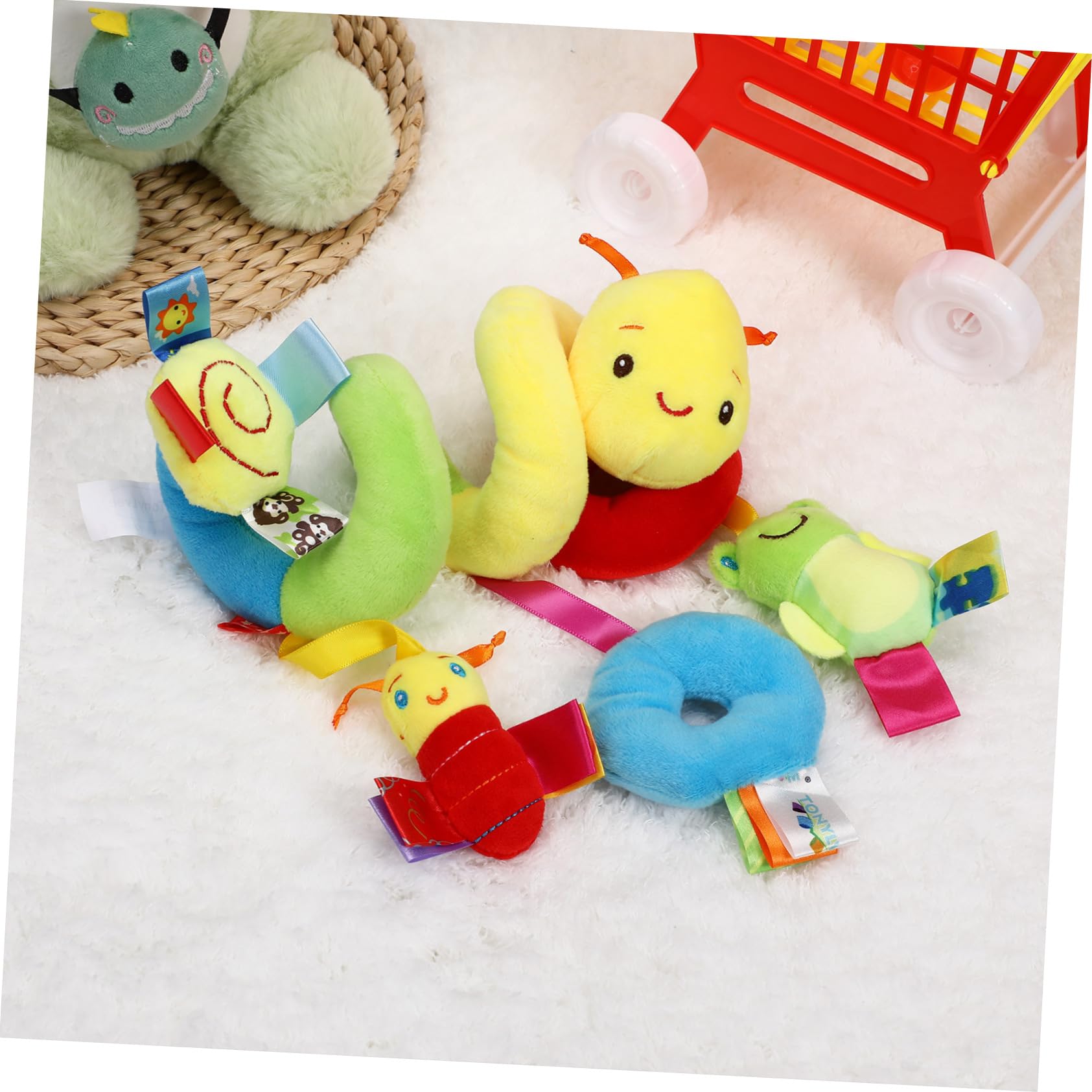ifundom Car Seat Toys, Toys for Car Seat Crib Mobile Bed Around Rattle Bell Cartoon Insect Stroller Hanging Stuffed Wrap Spiral Safety Plush Toys for Crib Bed Stroller Car Seat Bar