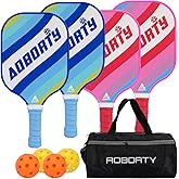 AOBORTY Pickleball Paddles 4 Pack - USAPA Light Graphite Premium Rackets Fiber Face & Polymer Honeycomb Core Pickleball Set with 4 Outdoor Indoor Balls Including Portable Carry Bag