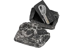 BARGIFTS Key Rock-key hider outdoor,Holds Standard Sized Spare Keys，Unique Gadgets Ideas（TypeB Black，1 Pack)