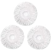3 Pack Spin Mop Replacement Head for Hurrica, Mopnad, Cassabel and Other 360 Spin Mop Systems, Microfiber Spin Mop Refills (3pc-White)