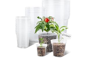 GREANER 30 Pack 3/4/5 Inch Clear Nursery Pots, Reinforced Plastic Pots Variety Pack for Plants, Seed Starter Pots with Drainage Holes, Transparent Plant Pots for Orchid and Succulents