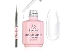 BEETLES GEL POLISH Beetles Builder Gel HEMA-Free-Sheer Breeze 0.5 oz 7 in 1 for Building Apex Strengthening Thickening Extension DIY Salon at Home for Beginner Sensitive Nails,Clear Builder Nails Gel Kit,UV Lamp Needed