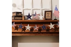 Pawliss 4th of July Garland, Rustic Fourth of July Decorations USA & Stars Garland, Farmhouse Independence Day Banner for Veterans Memorial Day Wall Home Indoor Outdoor