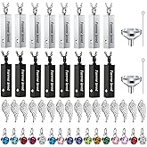 Olutacot 16 Pcs Urn Necklace For Ashes Urn Necklace Stainless Steel Cremation Jewelry For Women Men Cylinder Memorial Necklaces Keepsake Pendant With Funnel(Silver,Black)
